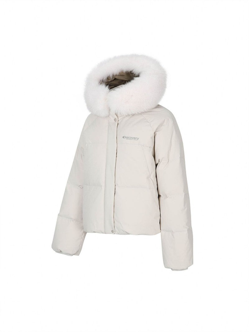 女款【WE ARE】韓國Discovery 狐狸絨毛連帽羽絨外套DWDJ99056