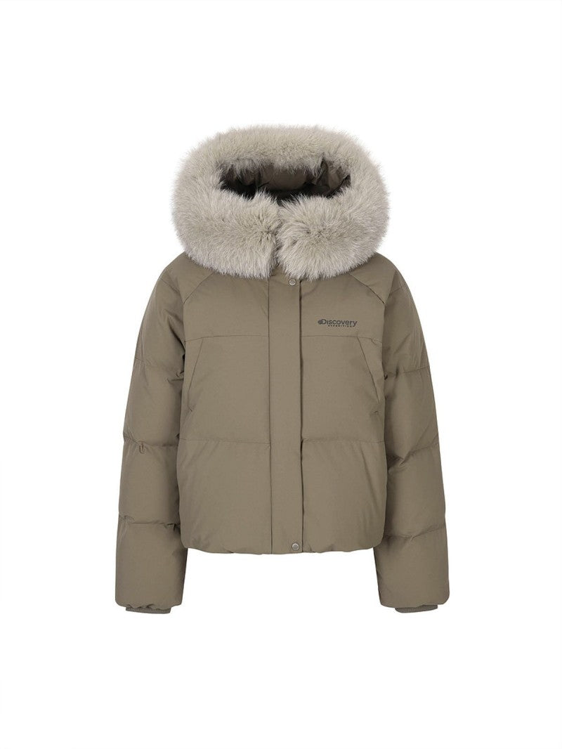 女款【WE ARE】韓國Discovery 狐狸絨毛連帽羽絨外套DWDJ99056
