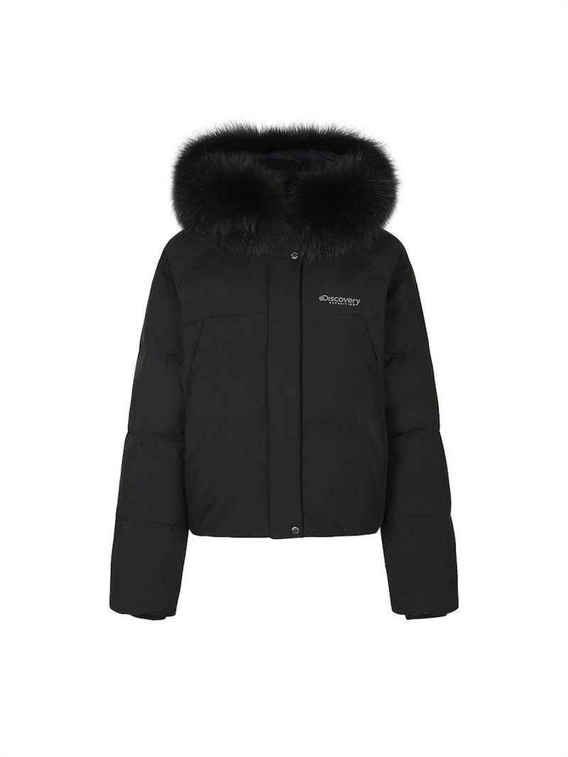 女款【WE ARE】韓國Discovery 狐狸絨毛連帽羽絨外套DWDJ99056