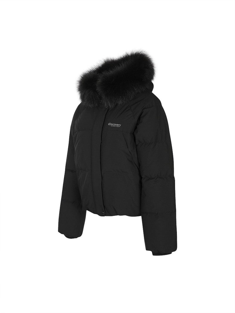 女款【WE ARE】韓國Discovery 狐狸絨毛連帽羽絨外套DWDJ99056