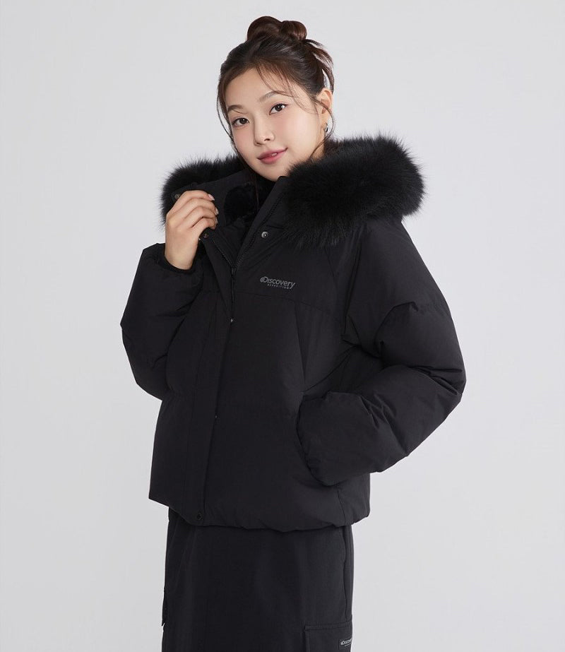 女款【WE ARE】韓國Discovery 狐狸絨毛連帽羽絨外套DWDJ99056