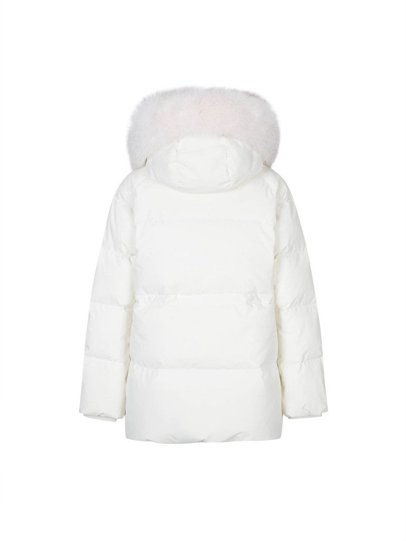 女款【WE ARE】韓國Discovery 中長版絨毛帽鵝絨外套  DWDJ98056