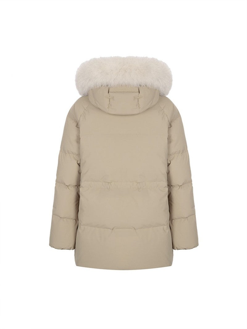 女款【WE ARE】韓國Discovery 中長版絨毛帽鵝絨外套  DWDJ98056