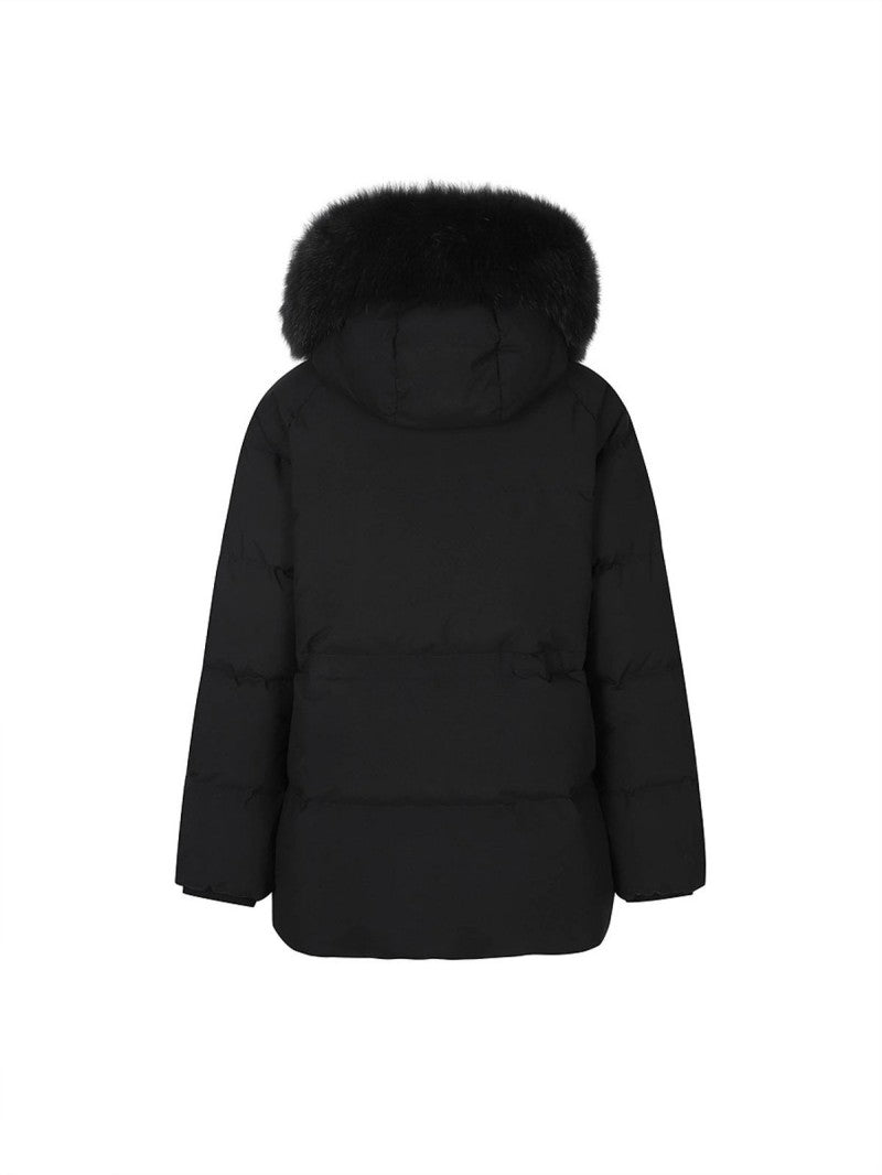 女款【WE ARE】韓國Discovery 中長版絨毛帽鵝絨外套  DWDJ98056