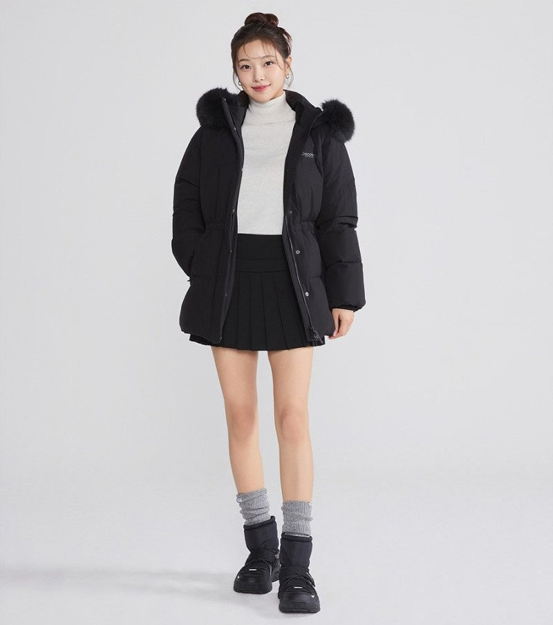 女款【WE ARE】韓國Discovery 中長版絨毛帽鵝絨外套  DWDJ98056