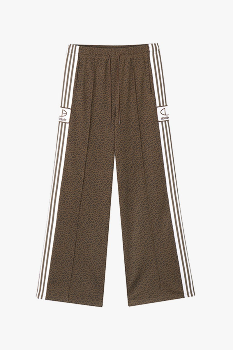 【WE ARE】韓國DONTBELATE 側logo豹紋直筒運動褲
