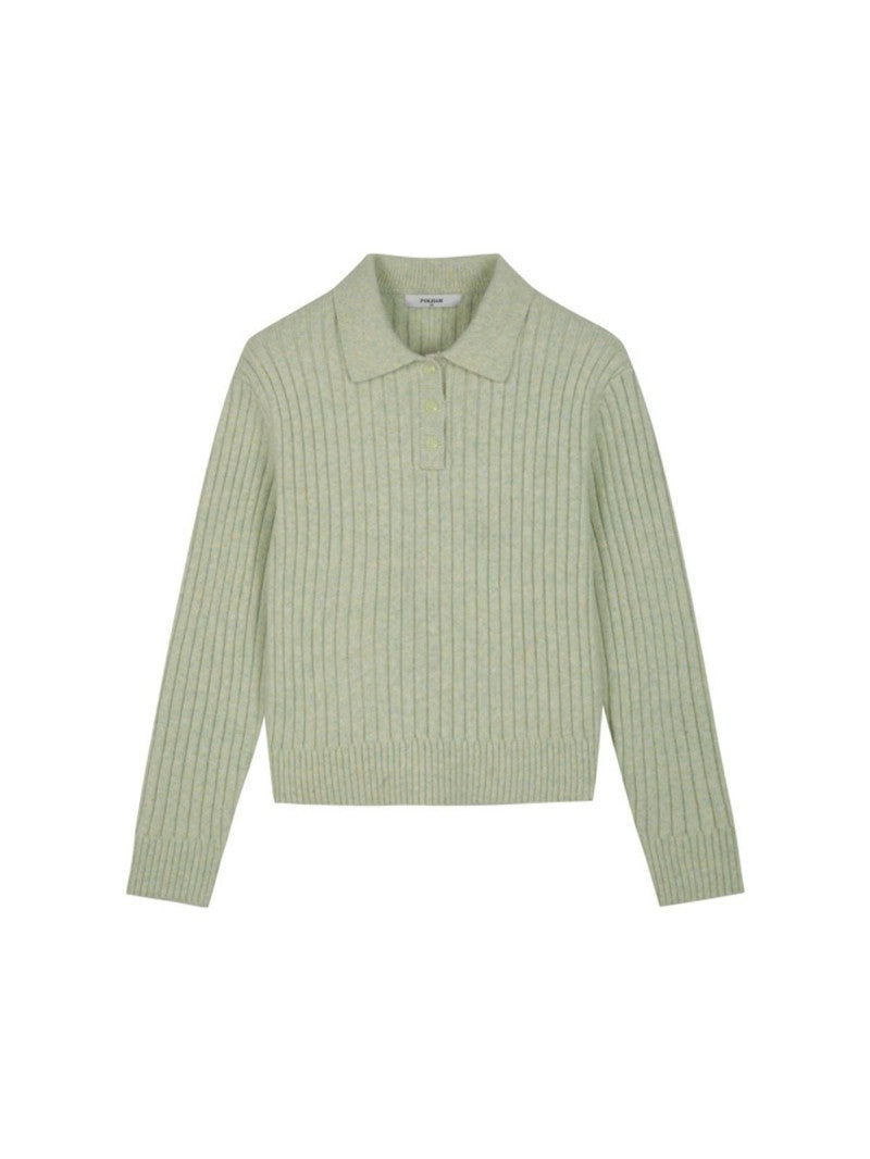 【WE ARE】韓國POLHAM翻領豎條針織毛衣PHF4ET2330