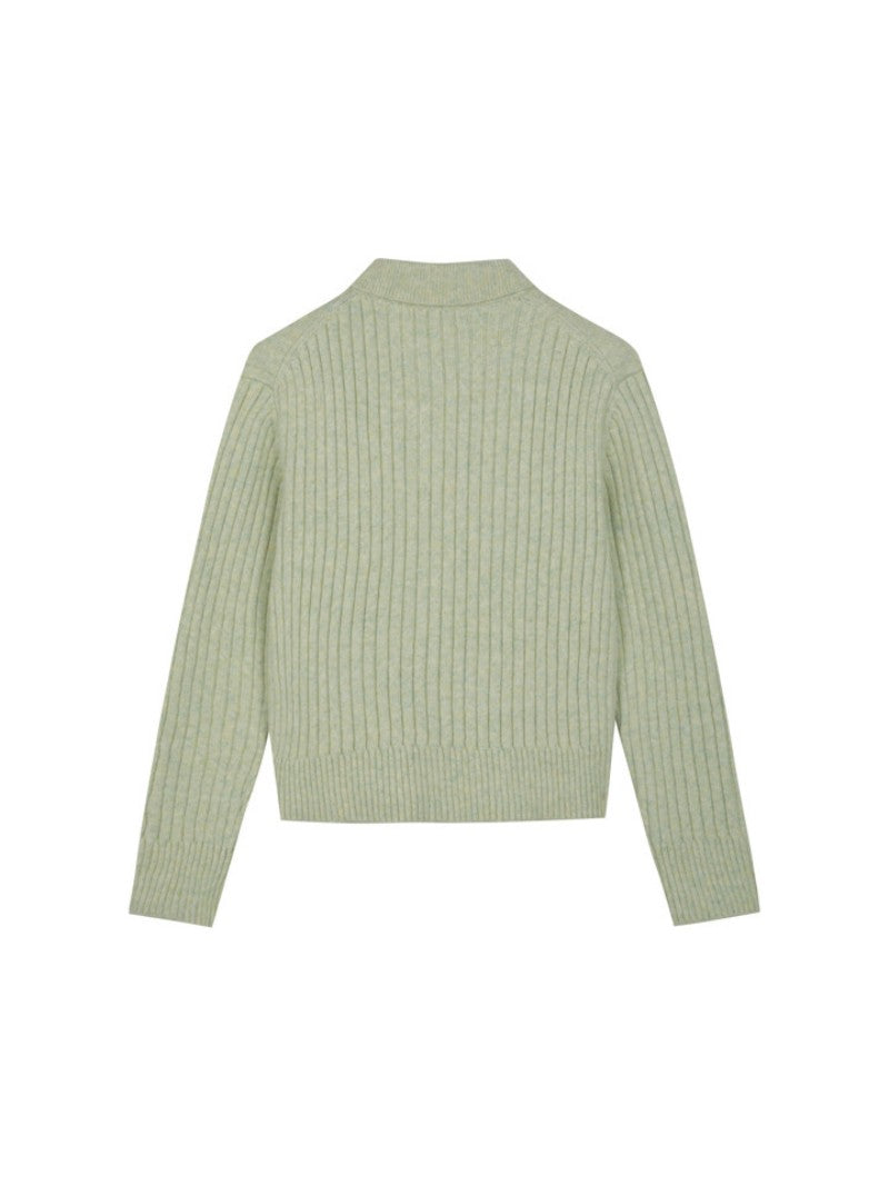 【WE ARE】韓國POLHAM翻領豎條針織毛衣PHF4ET2330