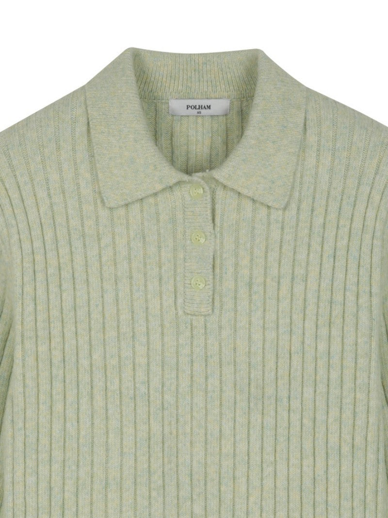 【WE ARE】韓國POLHAM翻領豎條針織毛衣PHF4ET2330