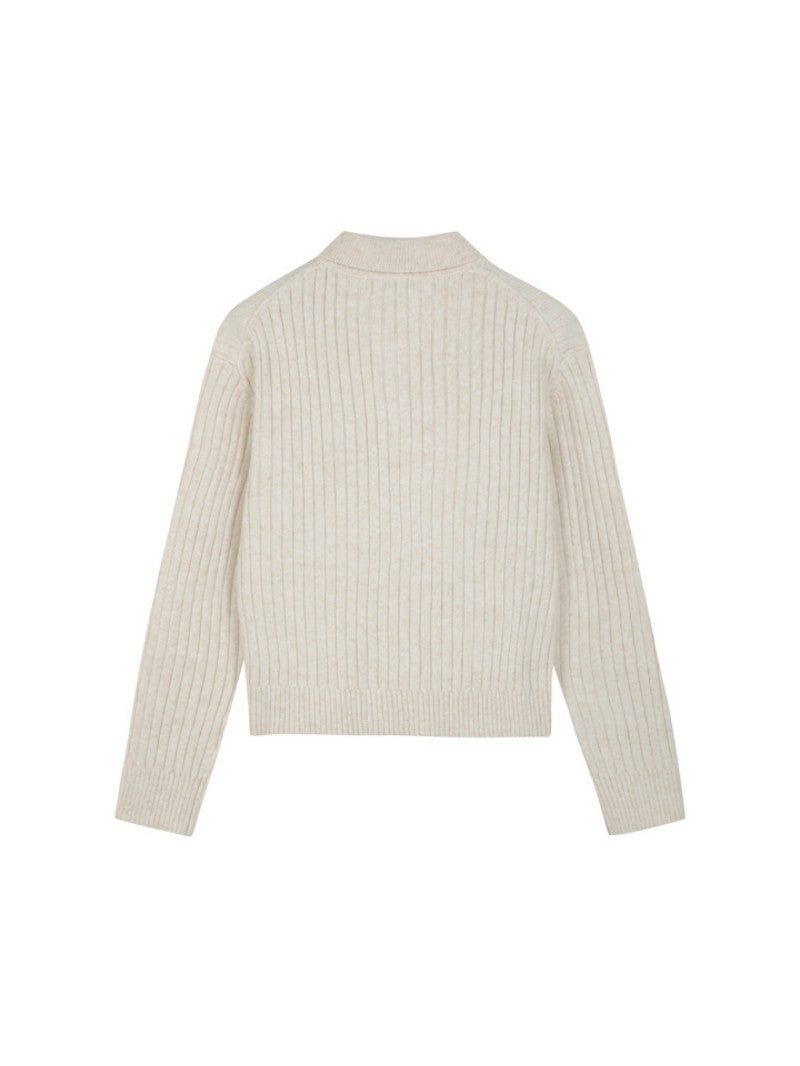 【WE ARE】韓國POLHAM翻領豎條針織毛衣PHF4ET2330