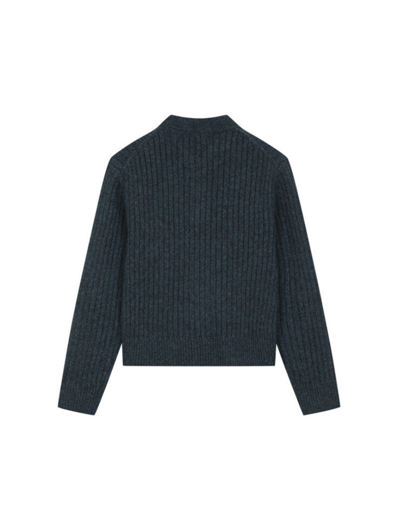 【WE ARE】韓國POLHAM翻領豎條針織毛衣PHF4ET2330