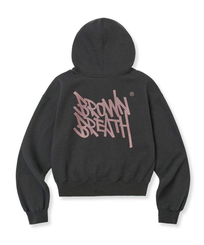 女款【WE ARE】韓國BROWNBREATH 短版刷毛帽T BKWWHDC01