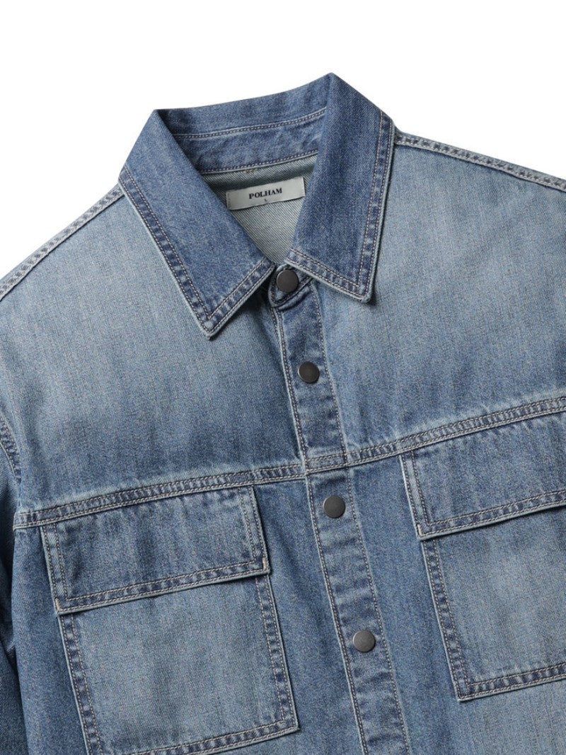 【WE ARE】韓國POLHAM休閒牛仔襯衫PHF4WC1049