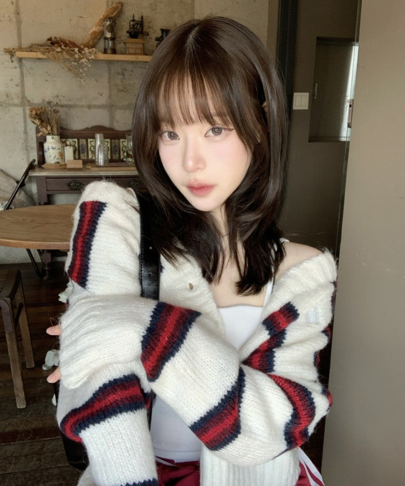 女款【WE ARE】韓國TOMMY JEANS 8%羊駝毛條紋針織衫 T32F7KCD51TWT1