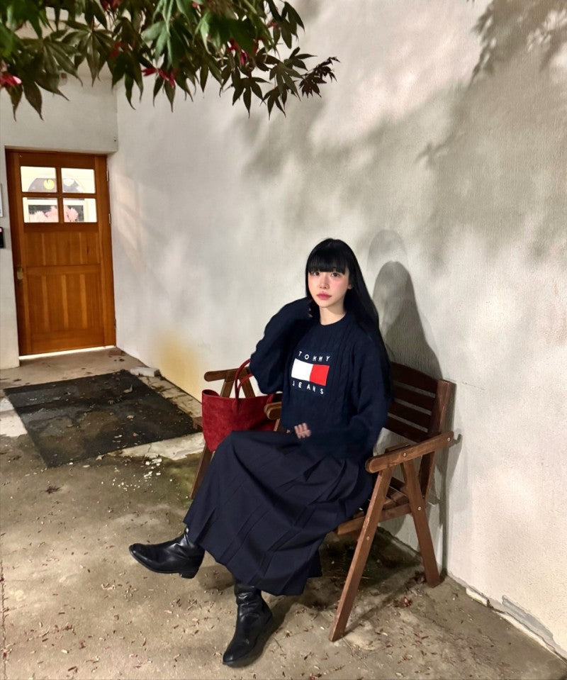 女款【WE ARE】韓國TOMMY JEANS 微短版麻花針織衫  32F6KTO30TWT1