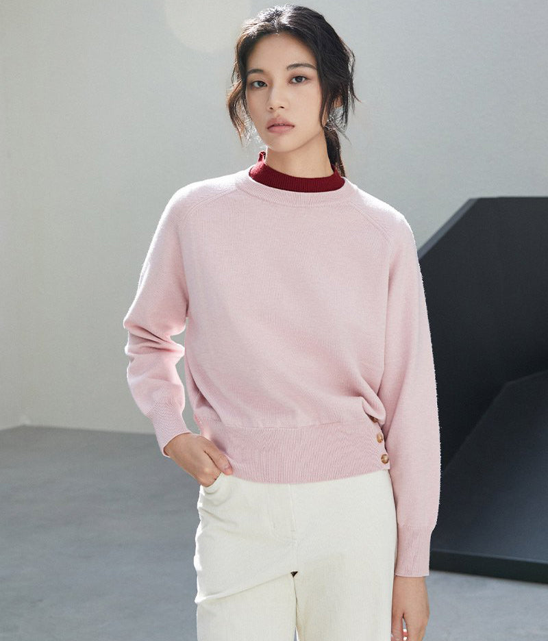 【WE ARE】韓國LAP 下擺三扣針織毛衣 AR4KHA69