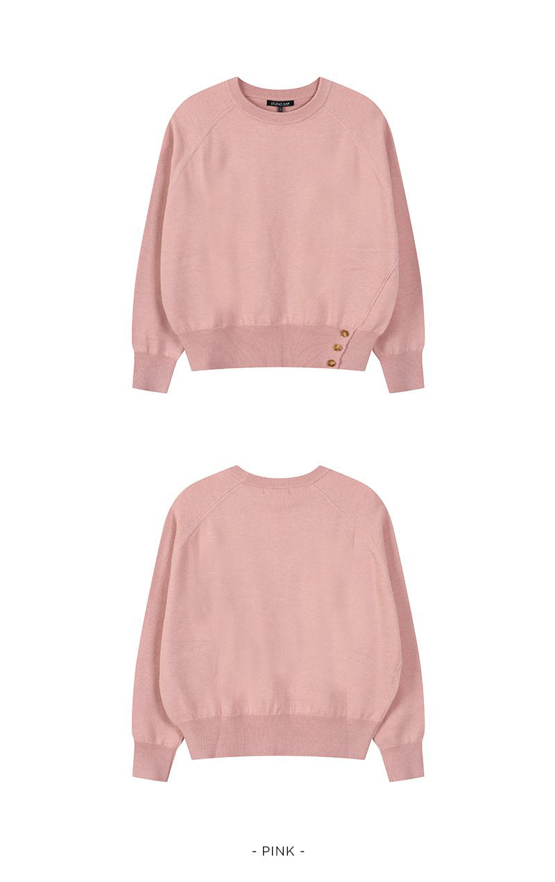 【WE ARE】韓國LAP 下擺三扣針織毛衣 AR4KHA69