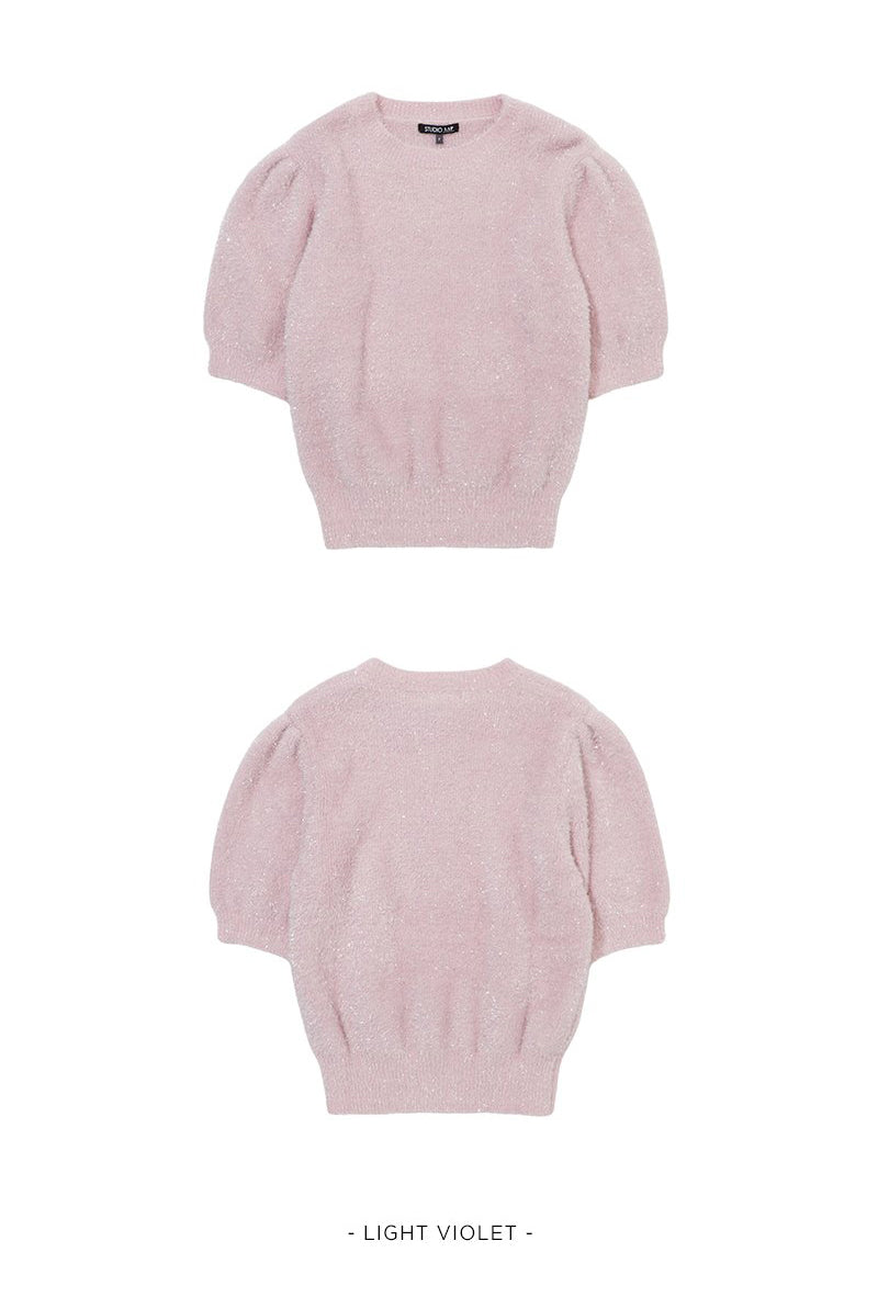 【WE ARE】韓國LAP 親膚金蔥短袖毛衣 AR4KHA74