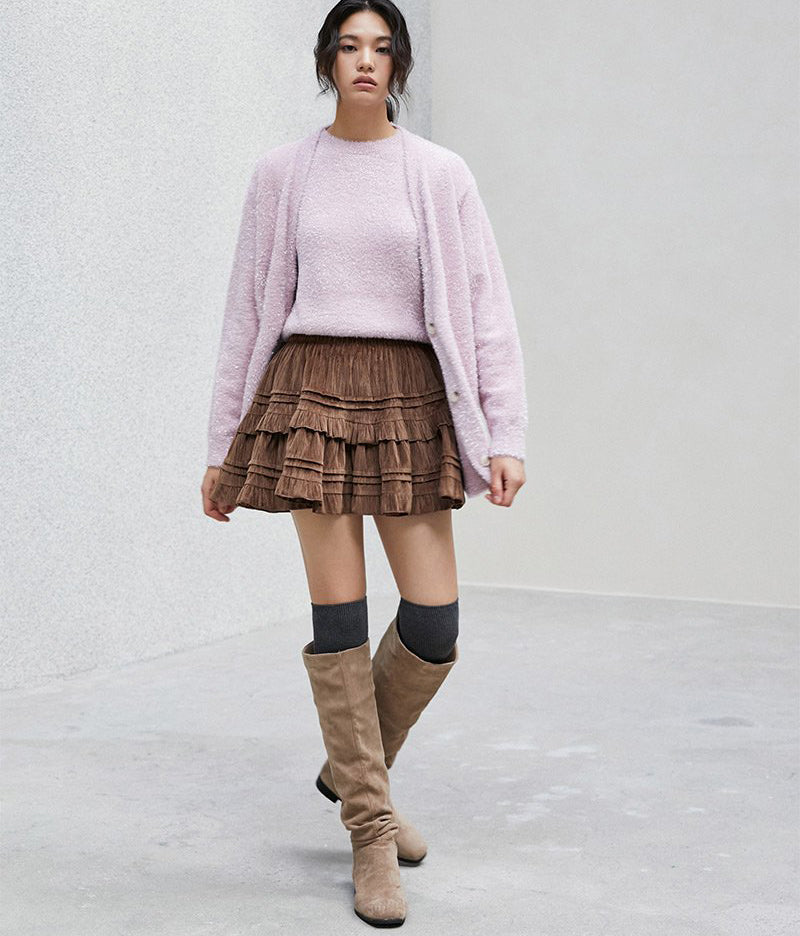 【WE ARE】韓國LAP 微金蔥V領寬鬆寬鬆針織衫AR4KGA66