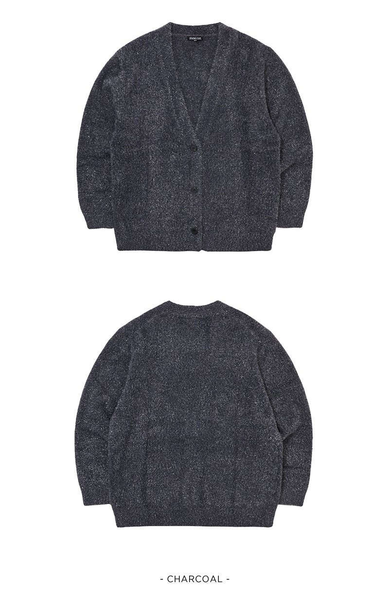 【WE ARE】韓國LAP 微金蔥V領寬鬆寬鬆針織衫AR4KGA66