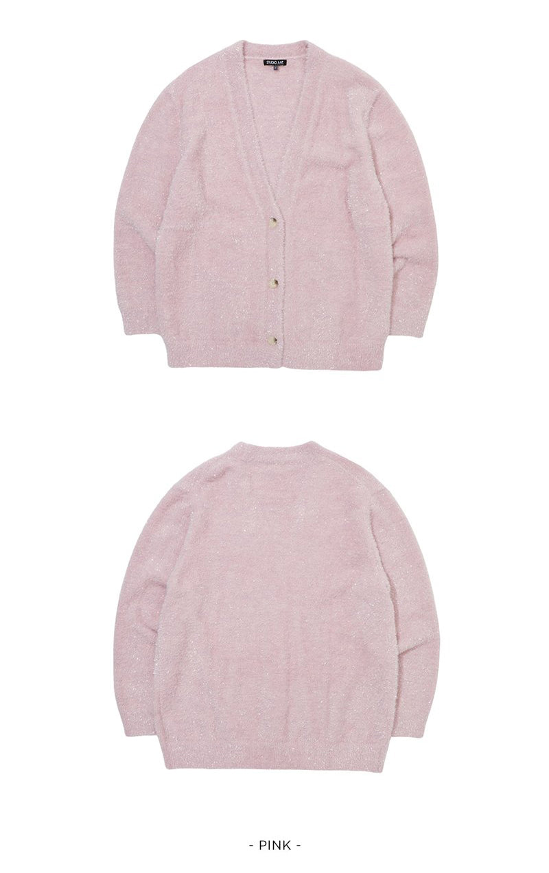 【WE ARE】韓國LAP 微金蔥V領寬鬆寬鬆針織衫AR4KGA66