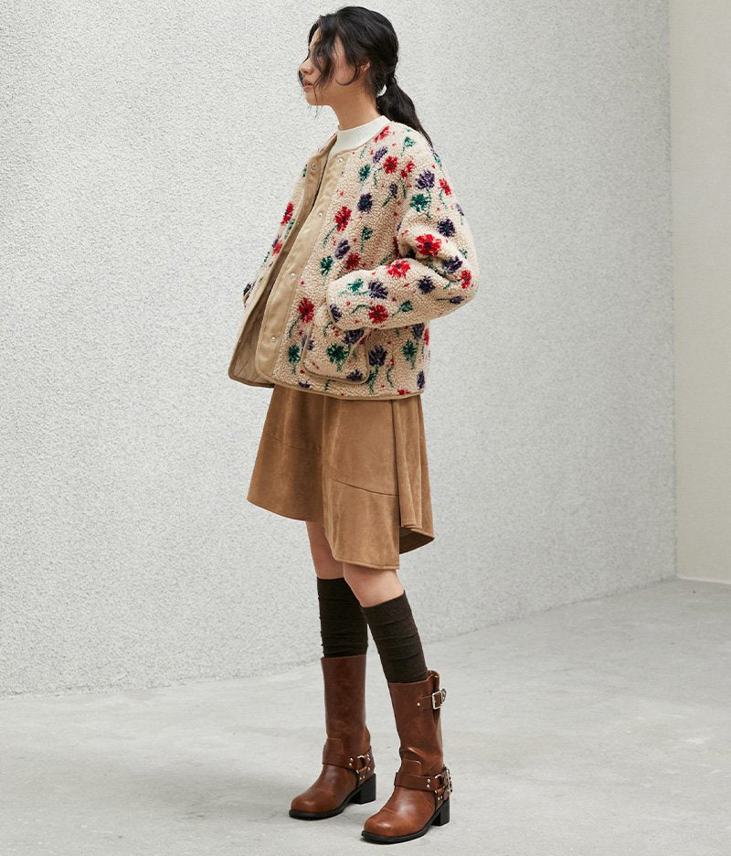 【WE ARE】韓國LAP 圓領羊羔毛鋪棉外套AR4MZA63