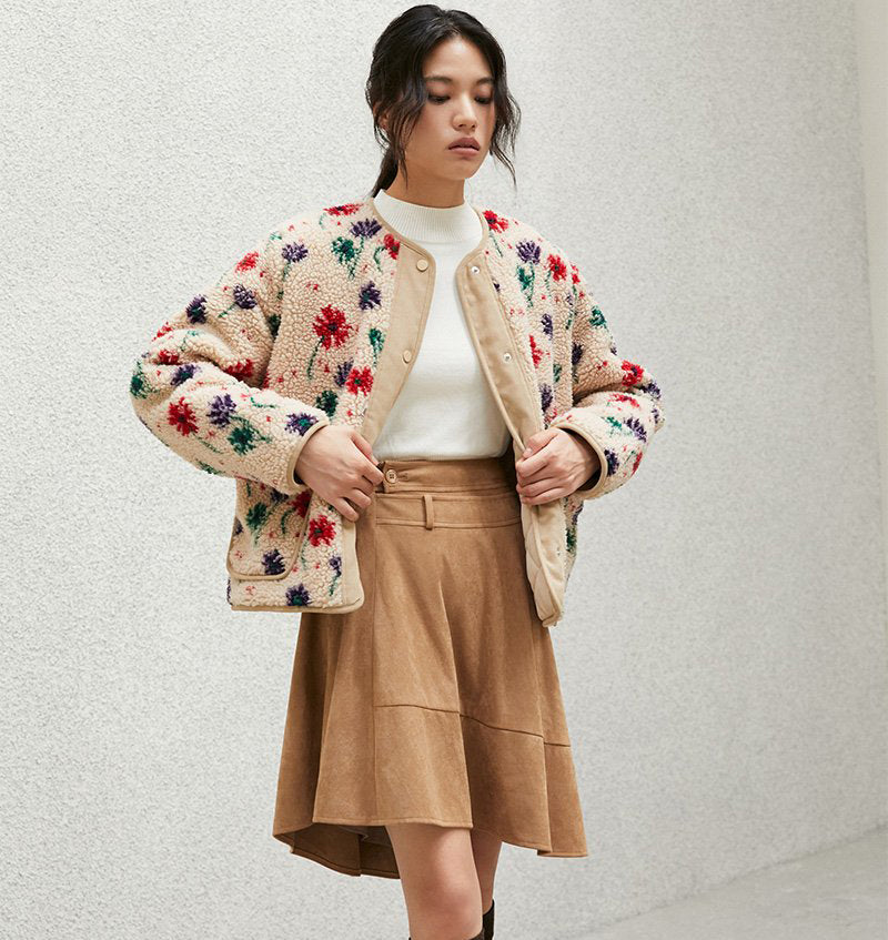 【WE ARE】韓國LAP 圓領羊羔毛鋪棉外套AR4MZA63