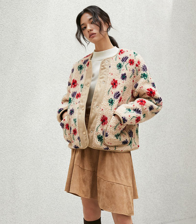 【WE ARE】韓國LAP 圓領羊羔毛鋪棉外套AR4MZA63