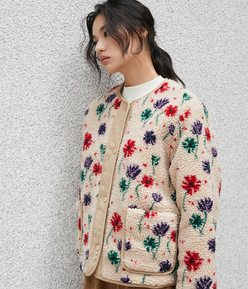 【WE ARE】韓國LAP 圓領羊羔毛鋪棉外套AR4MZA63