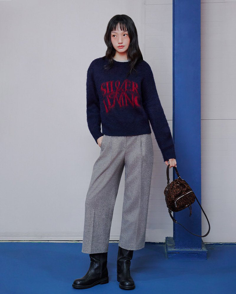 【WE ARE】韓國LAP 復古字母寬鬆針織毛衣AR4KHA77