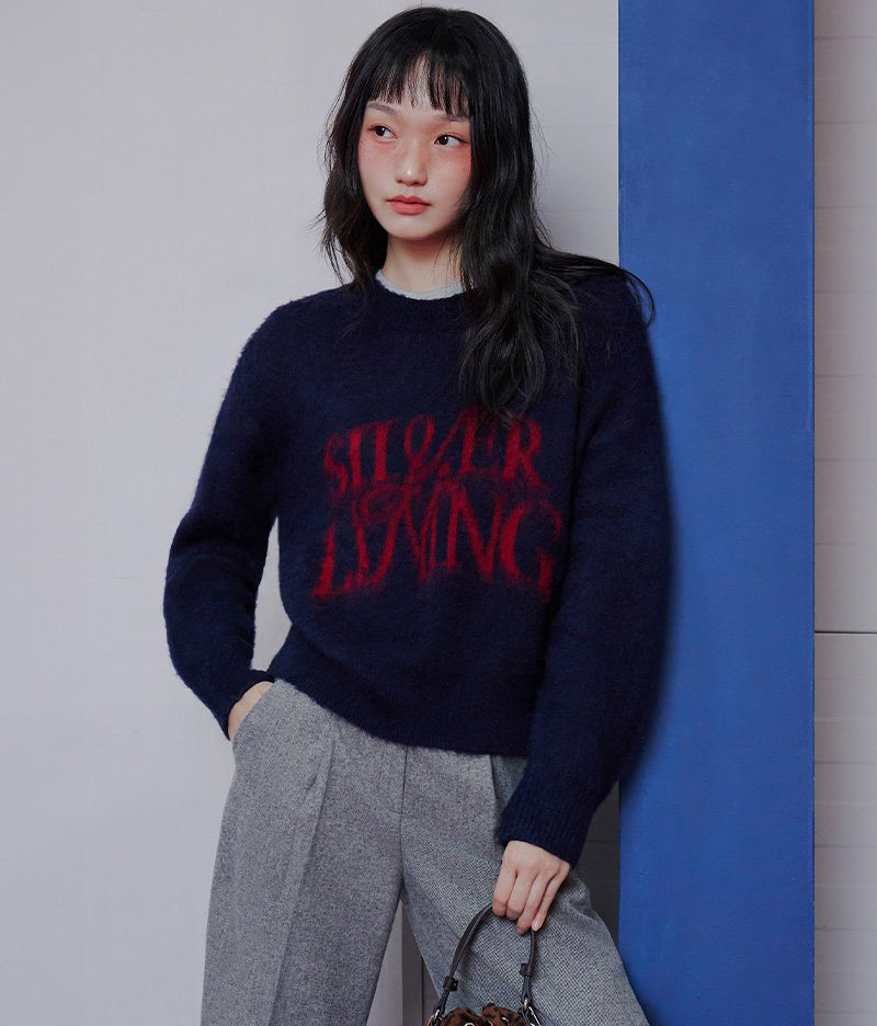 【WE ARE】韓國LAP 復古字母寬鬆針織毛衣AR4KHA77