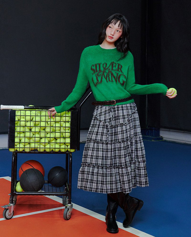 【WE ARE】韓國LAP 復古字母寬鬆針織毛衣AR4KHA77