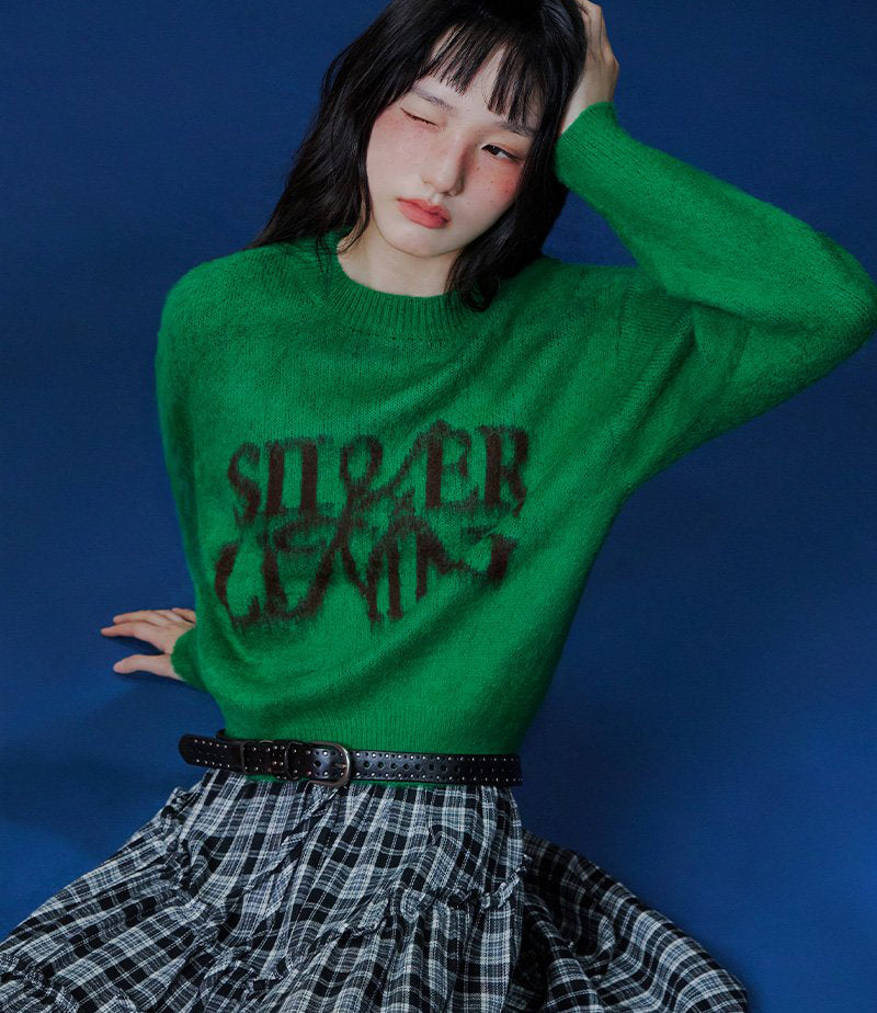 【WE ARE】韓國LAP 復古字母寬鬆針織毛衣AR4KHA77