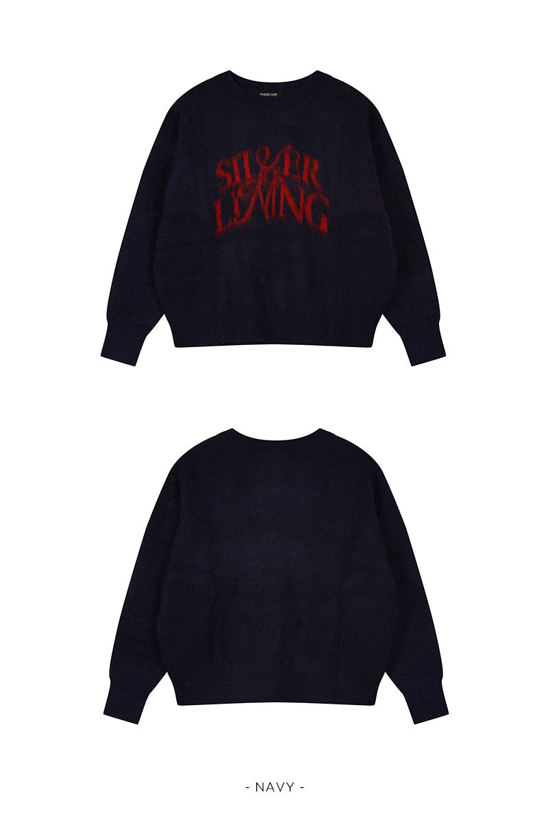 【WE ARE】韓國LAP 復古字母寬鬆針織毛衣AR4KHA77