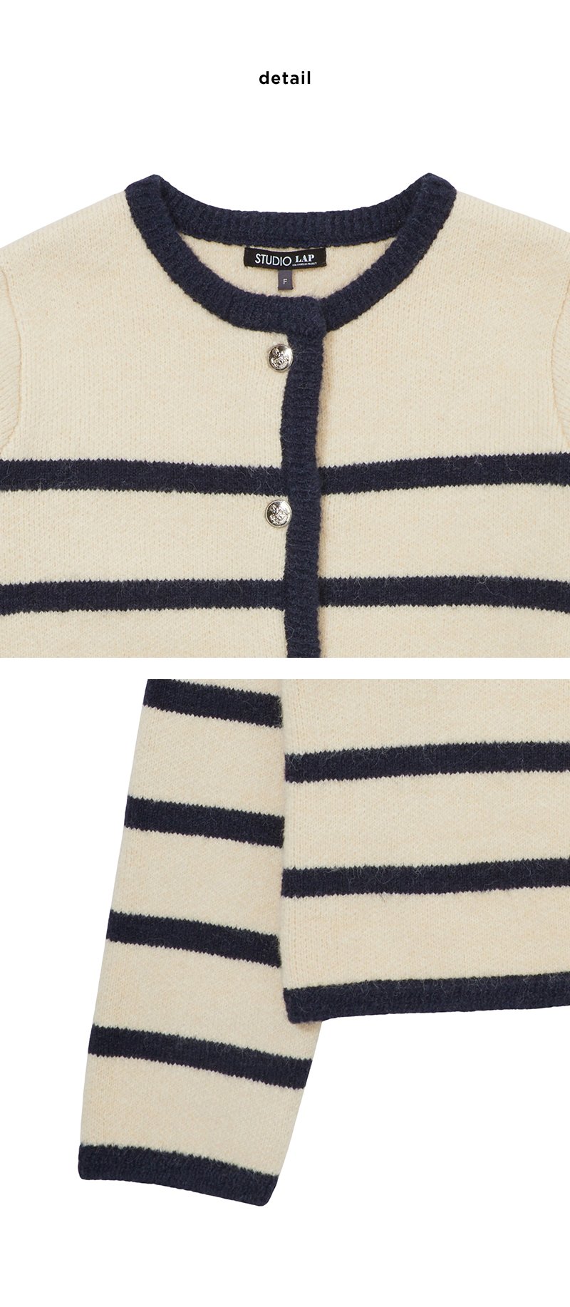 【WE ARE】韓國LAP 小香風金屬扣條紋針織外套 AR4KGA69