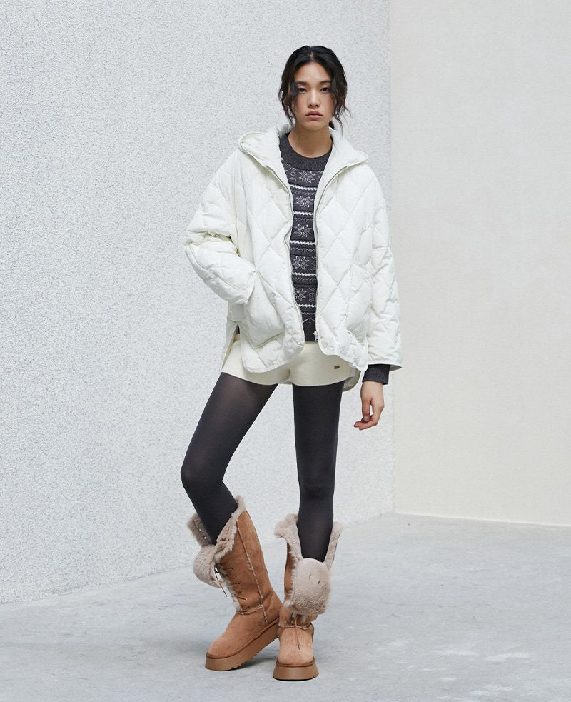 【WE ARE】韓國LAP 菱紋輕羽絨連帽外套 AR4PDA65