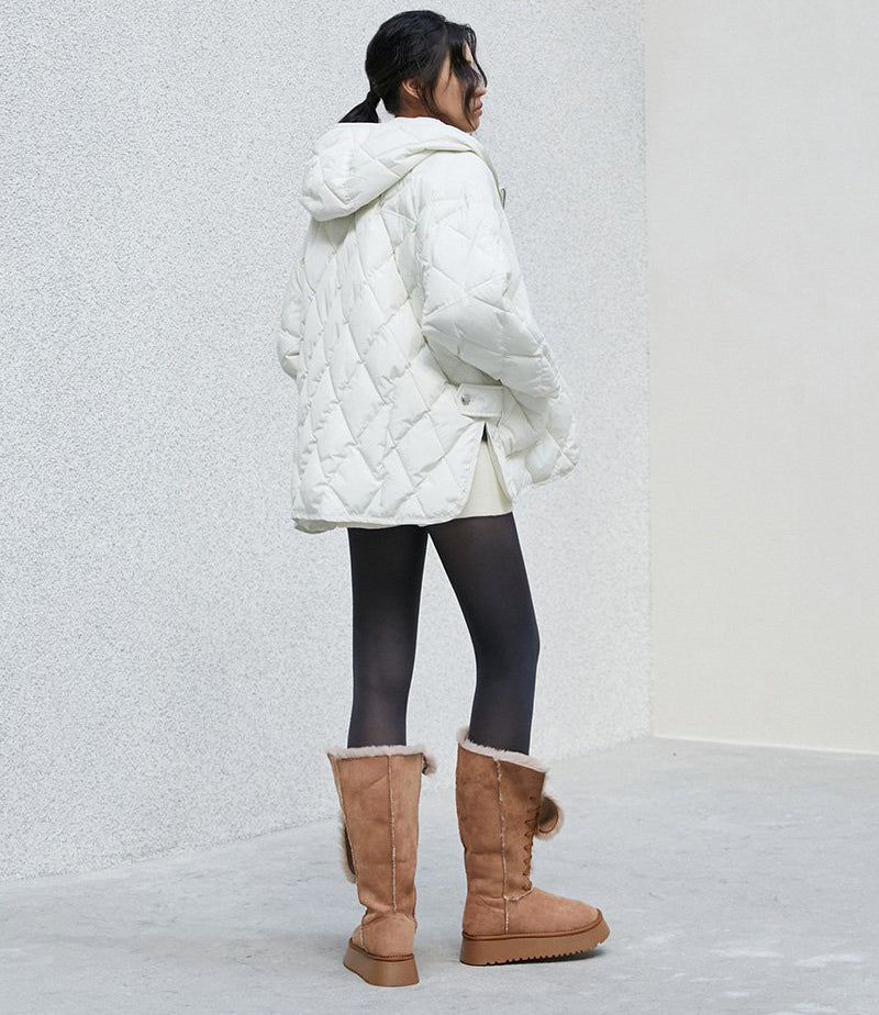 【WE ARE】韓國LAP 菱紋輕羽絨連帽外套 AR4PDA65