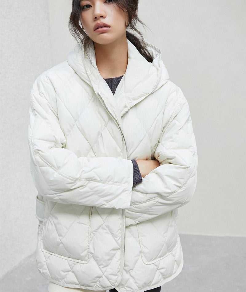【WE ARE】韓國LAP 菱紋輕羽絨連帽外套 AR4PDA65