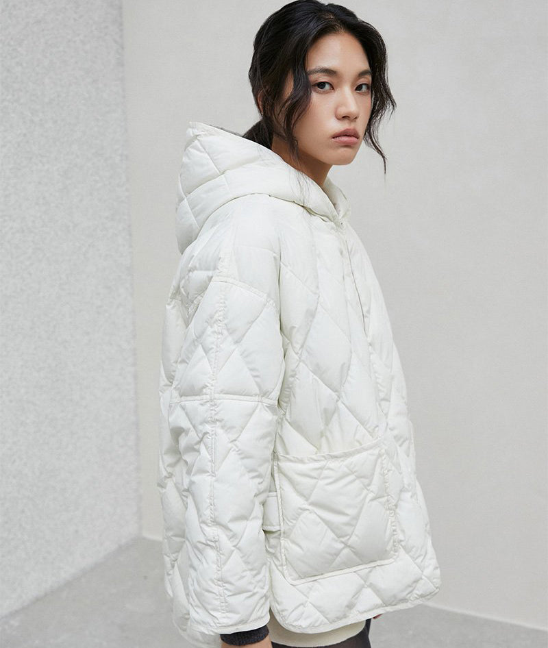 【WE ARE】韓國LAP 菱紋輕羽絨連帽外套 AR4PDA65