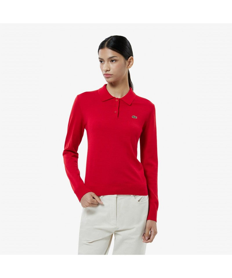 女款【WE ARE】韓國LACOSTE鱷魚針織POLO領襯衫AF793E55N