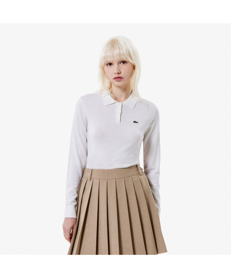 女款【WE ARE】韓國LACOSTE鱷魚針織POLO領襯衫AF793E55N