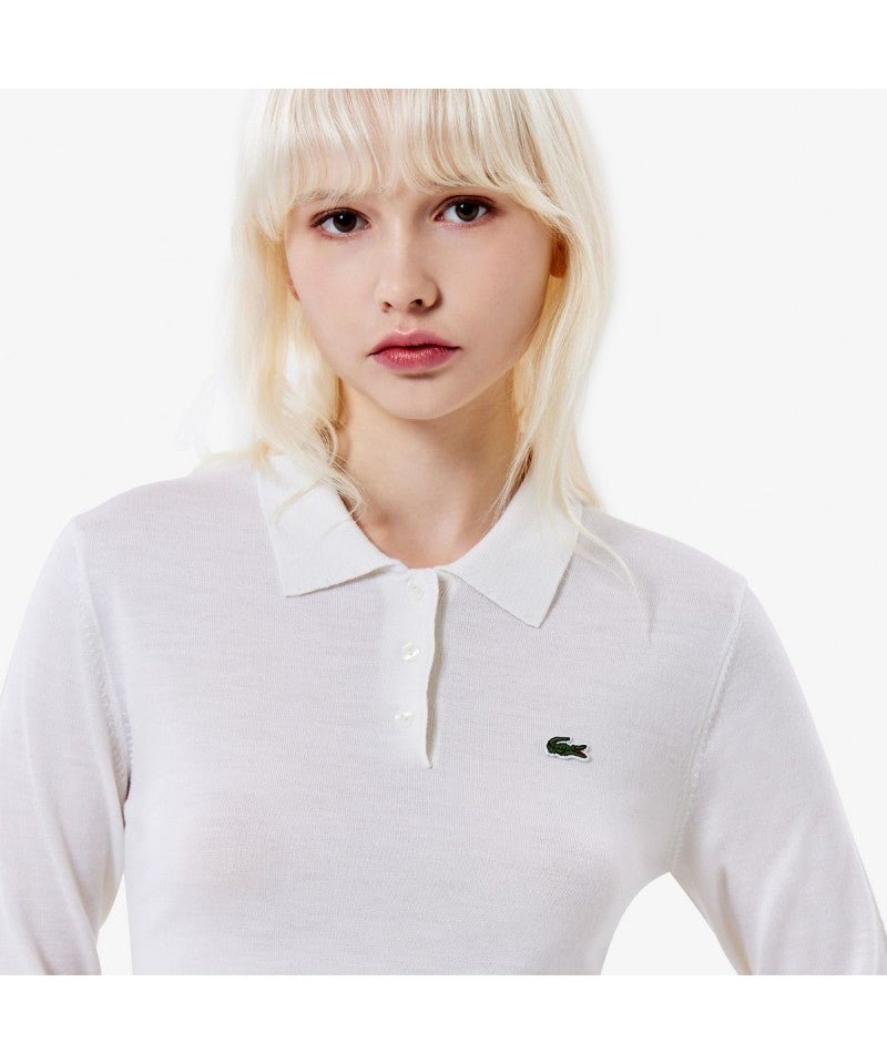 女款【WE ARE】韓國LACOSTE鱷魚針織POLO領襯衫AF793E55N