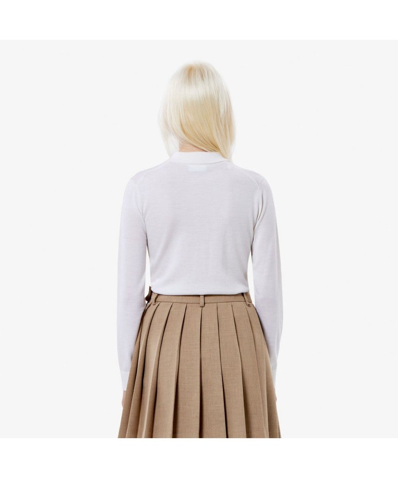 女款【WE ARE】韓國LACOSTE鱷魚針織POLO領襯衫AF793E55N