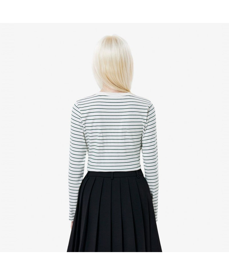 女款【WE ARE】韓國LACOSTE鱷魚條紋長袖T恤TF822E55N