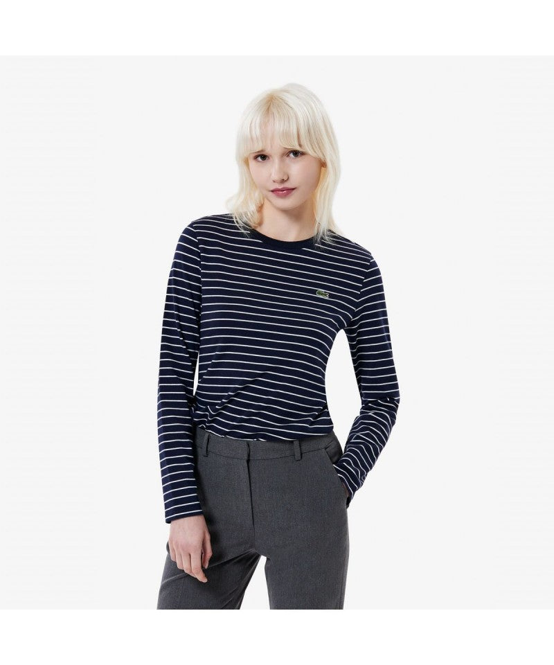 女款【WE ARE】韓國LACOSTE鱷魚條紋長袖T恤TF822E55N