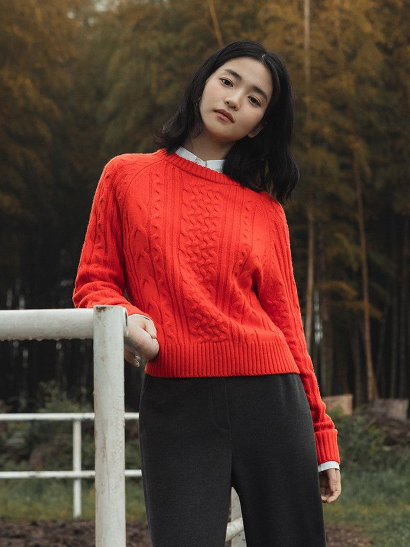 金泰梨同款 女款【WE ARE】韓國POLHAM復古麻花針織衫毛衣PHF4ER2480