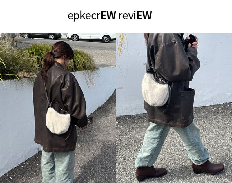 【WE ARE】韓國Archivepke Mini luv moon bag毛絨單肩斜挎包OVBRX25206