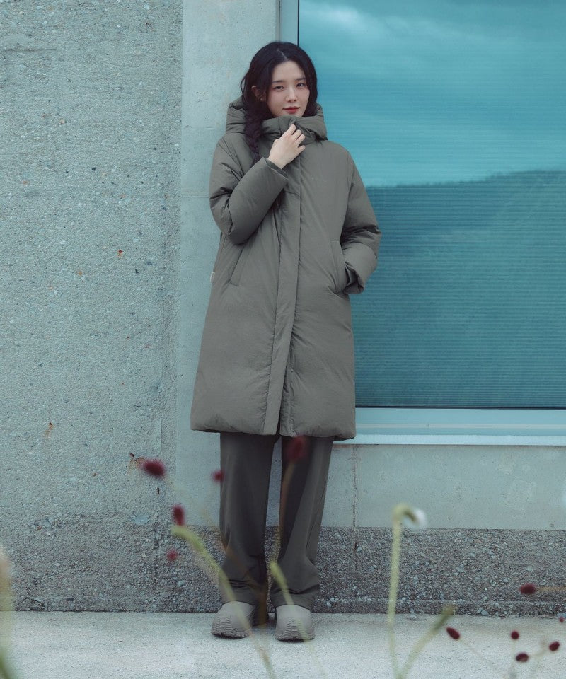 女款【WE ARE】韓國snow peak雪峰長款鴨絨連帽羽絨服外套S25WWGDJ67