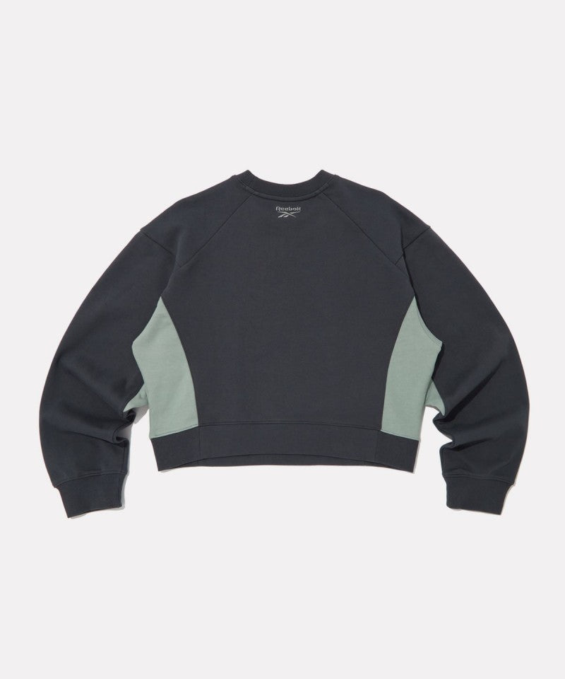 女款【WE ARE】韓國Reebok 拼色微短版大學T RETS5FM27