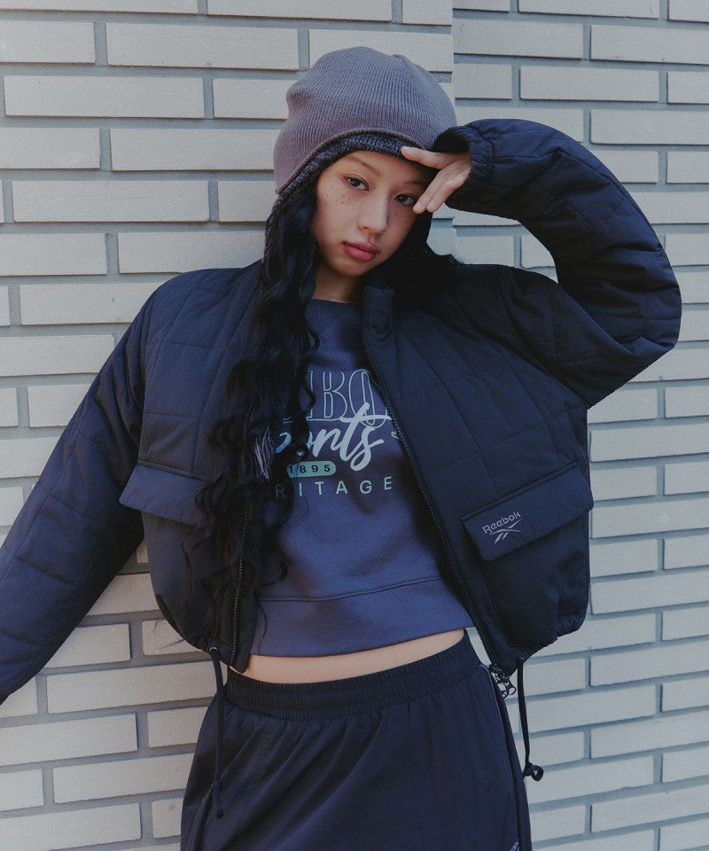 女款【WE ARE】韓國Reebok 短版方格科技棉保暖外套  REJU5FP36